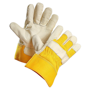 Guantes de trabajo de aparejo al por mayor canadienses Guantes de seguridad de algodón blanco Acentos amarillos Protección industrial Anti-Corte Anti-impacto - Product Image 4