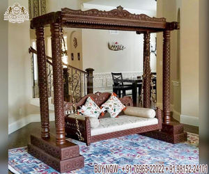 Buy Teak <b>Wood</b> Hand Carved <b>Swing</b> / Jhula Luxury Modern Hand Carved Teak <b>Wood</b> <b>Swing</b> Traditional Palki Style Jhoola Teak Jhula USA - Product Image 6