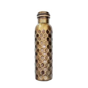 Bouteille d'eau antique en cuivre foncé pour le voyage, bouteille à boire en cuivre pur de 1000 ml avec couvercle pour les bienfaits santé et les cadeaux de mariage - Product Image 6