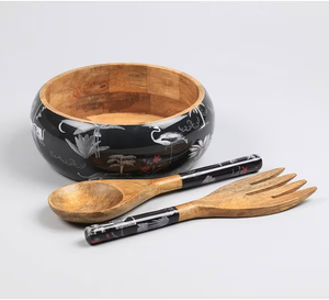 Enamel Printed Wood Snacks Serving Bowl for Restaurant & Hotels <b>Table</b> Decoration Fruit Salad Serving Bowl - Product Image 5