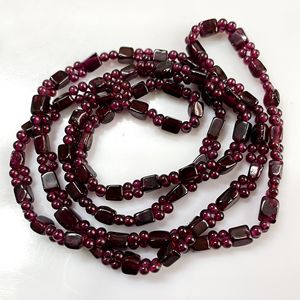 สร้อยคอลูกปัดโกเมนทำด้วยมือสไตล์วินเทจสร้อยคอลูกปัดสีแดง - Product Image 3