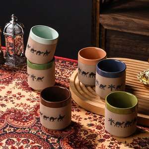 Juego de Tazas y Platos de Cerámica Artesanal Estilo Rústico Árabe, Colección de Cerámica Rústica - Product Image 4