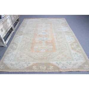 Turkish Vintage Rug, Large 6.6x9.2 ft (200x280 cm) Rug, <b>Brown</b> Floral <b>Wool</b> Rug - Product Image 3