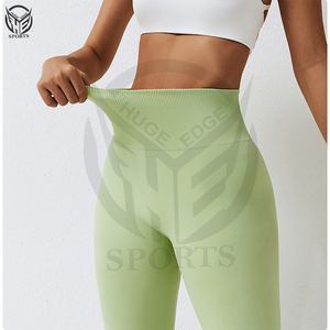 Pantalones de yoga personalizados para levantar glúteos, de color sólido, para gimnasio, fitness, yoga, cintura alta, deportivos, acampanados, para mujer. - Product Image 3
