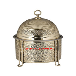 Cazuela calentadora de alimentos de Metal de lujo más vendida Olla caliente aislada de acero inoxidable de calidad superior con tapa dorada - Product Image 5