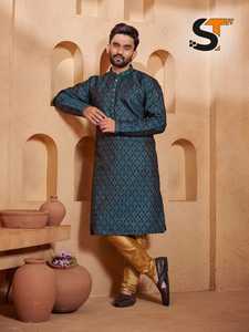 Ensemble de pyjama ethnique Kurta pour hommes élégant tenue traditionnelle parfaite pour le festival de fête de mariage et les célébrations de Diwali - Product Image 2