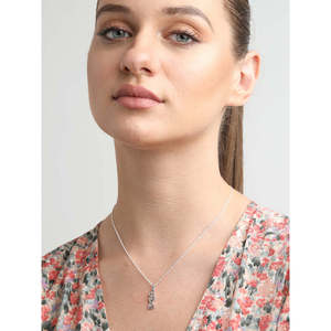 Compre Colgantes de Plata de Ley 925 de Primera Calidad para Mujeres y Niñas, Forma Geométrica de Corazón, Rodio con Topacio, Circonita, Diamante, en Caja - Product Image 5