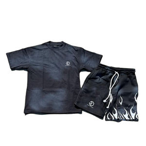 Trending Acid Washed Biker <b>Shorts</b> 2 Piece Set Oversize Printed Jogger <b>Short</b> Set Wholesale Summer Wear Sun Fade <b>Short</b> For Men - Product Image 4