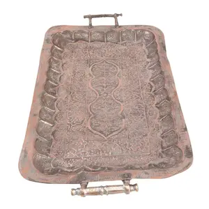 Bandeja de Servir de Cobre Hecha a Mano, Exquisita, para Mesa de Comedor, Sala de Estar o Mesa de Café, Regalos Personalizados y para Ocasiones Especiales - Product Image 3