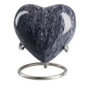 Forma de corazón con acabado de mármol con soporte Mini urnas de cremación de recuerdo de Metal para cenizas Urnas de recuerdo funerario para uso de cremación - Product Image 3