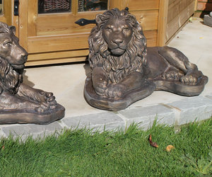 Estatua de León de Bronce, Figura Decorativa de Jardín, Artesanía, Escultura de León Salvaje Antigua, Obra de Arte para Decoración de Jardín, Suministros para Eventos - Product Image 5