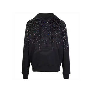 Custom High Quality Winter <b>Graphic</b> Oversized Cotton Rhinestone Distressed <b>Zip</b>-<b>Up</b> Cropped Breathable <b>Hoodie</b> for Men - Product Image 4