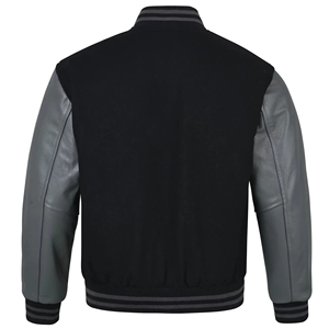Veste de baseball unisexe personnalisée en polyester/coton avec du cuir d'agneau véritable et un logo frontal en plusieurs couleurs - Product Image 6