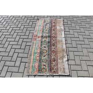 Alfombra Turca Vintage de 2.4x5.3 pies, Alfombra de Lana Azul con Pequeños Motivos Florales - Product Image 1