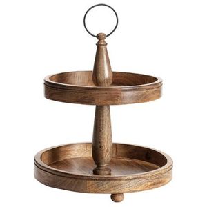 Soporte tradicional de madera para tartas con base acampanada y superficie pulida, perfecto para panaderías, cenas familiares o celebraciones navideñas. - Product Image 2