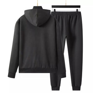 2025 Unisex 100% Polyester Fleece Casual Solid Jogging Suit Breathable Two-Piece Outfit Pullover Hoodie Flare <b>Trouser</b> Winter - Product Image 2