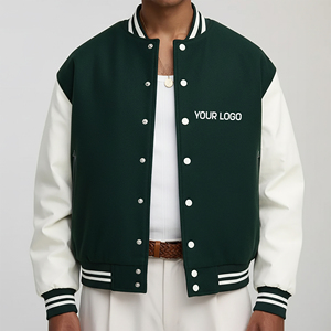 Veste de baseball en coton 100% de qualité supérieure, logo brodé en chenille personnalisé, décontractée, grande taille, épaules tombantes, pour hommes - Product Image 1