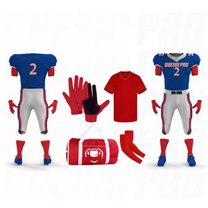 ชุดยูนิฟอร์มอเมริกันฟุตบอลดีไซน์ล่าสุด เสื้อคอมเพรสชั่น กระเป๋า ถุงมือ ปลอกแขน ชุดกีฬา ผ้าทวิลล์ลายปัก ชุดยูนิฟอร์มแบบซับลิเมชั่น - Product Image 1