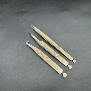 Pince à épiler d'extension de cils en forme de cœur mince et droite avec logo personnalisé brun nu durable en acier inoxydable japonais prise solide - Product Image 5