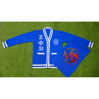Ensemble robe cardigan décontractée pour femmes de la sororité ZPB, 100% polyester tricoté, broderie de haute qualité, Divine Nine Zeta Phi Beta bleu