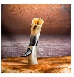 Jarra de cuerno de buey natural hecha a mano estilo animal vikingo | Taza ecológica sin fugas de 10 pulgadas para cerveza Ale, hidromiel y vino - Product Image 2
