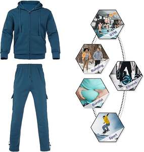 Ensemble de survêtement de sport pour homme, deux pièces, personnalisé, bleu uni, respirant, pour la course à pied, la salle de sport, le fitness, jogging - Product Image 4