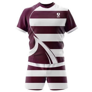 Uniforme de rugby élégant pour hommes, couleurs personnalisées disponibles, maillot à manches courtes et short, ajustement parfait pour les entraînements et les compétitions d'équipe - Product Image 1