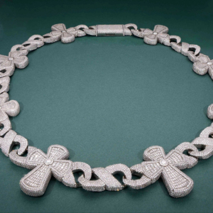 สร้อยคอเงินประกายระยิบระยับสุดหรูสีเงินฮิปฮอปโมอิสครอสลิงค์แบบอินฟินิตี้สร้อยคอโซ่ออกแบบได้ตามต้องการ - Product Image 1