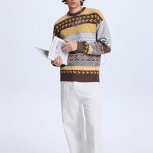 Suéter Casual para Hombre, Cuello Redondo, Estampado, 100% Algodón, Transpirable, Suave, Estilo Urbano, Invierno, Venta al Por Mayor, Logotipo Personalizado - Product Image 3