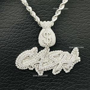 จี้เพชรทรงกลมเจียระไนแบบบริลเลียนท์เคลือบทองคำ 10K และโรเดียม ประดับเพชรแล็บโกรว์ ดีไซน์ตามสั่ง สำหรับทั้งชายและหญิง สไตล์ฮิปฮอป - Product Image 6