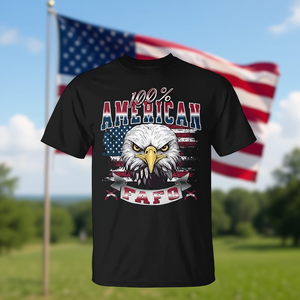 T-Shirt Promozionale con Scritta Umoristica '100% American Patriot USA Eagle Fight Fafo' - Product Image 3