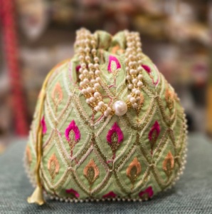 Bolsa de Potli bordada de Gota India hecha a mano para mujer, nuevo vestido Vintage, bolso de regalo de boda a la moda, vestido Vintage indio hecho a mano - Product Image 4