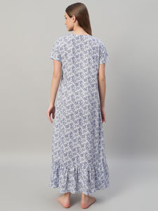 Camisón Elegante de Verano para Mujer, 100% Algodón con Encaje y Estampado Floral - Product Image 6