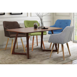 Chaise de café tissée GCFC017 Vi B en tissu uni avec pieds en bois de chêne - Product Image 3