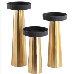 Juego de 3 portavelas de pilar de Metal, candelabro de aluminio con acabado dorado para hoteles, restaurante, candelabro de Base de mármol - Product Image 3