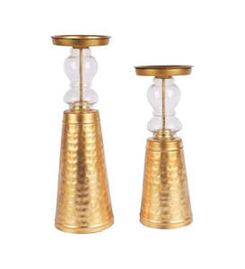 Portavelas de metal Soporte de vela moderno Soporte de vela de metal Oro Disponible a precio al por mayor - Product Image 2