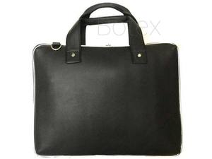 Sac à main pour ordinateur portable en cuir pur noir pour hommes et texture de grain avec bandoulière réglable et détachable - Product Image 3