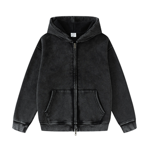 Sudadera con Capucha de Lujo al por Mayor, 100% Felpa, Bordado Frontal, Personalizada, Talla Grande, con Técnica de Lavado Ácido, Fabricada por ODM - Product Image 3