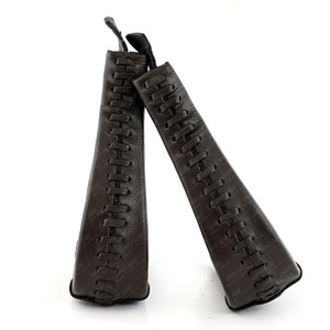 Estribos en forma de campana de cuero de tachuela de vaquero mejor valorados Equipo ecuestre Juego de estribos en forma de campana con cordones de cuero Resistente - Product Image 2