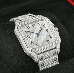 VVS-VS Square Shape <b>Arabic</b> <b>Numerical</b> Iced out Moissanite Dial Diamond <b>Watch</b> - Product Image 3