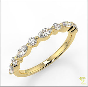 Bague élégante Marquise et ronde en plaqué or blanc, parfaite pour mariage, fiançailles - Product Image 3