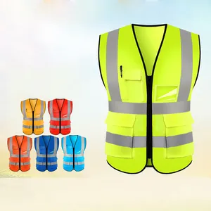 Fabrieksprijs Reflecterende Veiligheidskleding Met Zakken Vest Jasje Mesh Bouw Veiligheidsvest Custom Outdoor Unisex Vest