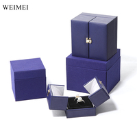 WEIMEI bleu luxe Pu Faux cuir boîtes à bijoux pour la vente en gros bleu gris bague collier boucle d'oreille Bracelet ensemble boîtes à bijoux