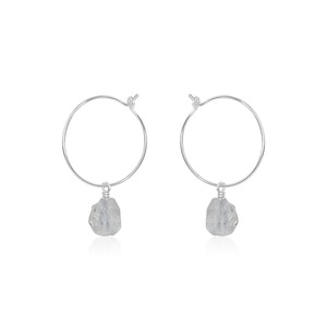 Handmade 8-10mm Raw Crystal Quartz Gemstone Hoop Earrings Birthstone Dangle Jewelry-for <b>Gift</b> - Product Image 3