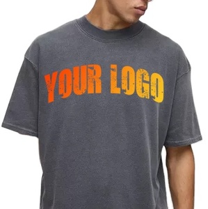 100% algodón de alta calidad lavado ácido de gran tamaño Retro Mineral lavado pesado Vintage camiseta para hombre - Product Image 4