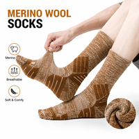Chaussettes en laine mérinos pour hommes, épaisses, personnalisées, avec boucles en tissu éponge, thermiques, chaudes, coussinées, pour la randonnée
