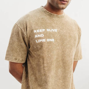 Camiseta lavada con ácido de peso pesado con logotipo personalizado para hombre, camisetas de gran tamaño, camisetas lavadas con ácido de la mejor calidad - Product Image 6