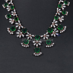 Gracefully Fashioned Necklace with Sparkling Lab Grown Diamond Embellished with Rose Gold and Gemstone Silver Jewelry - Product Image 4