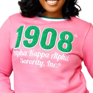 Sudadera de Forro Polar Sólido para Invierno, Sudadera con Cuello Redondo y Logotipo Bordado de Hermandad Griega, Algodón Premium Suave, Color Rosa en la Parte Delantera - Product Image 2