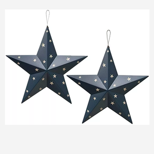 ดาวเหล็กชุบสังกะสีติดผนังลายดาวตกแต่งด้วยผงเคลือบสีฟ้างานทำด้วยมือมีคุณภาพสูง - Product Image 1